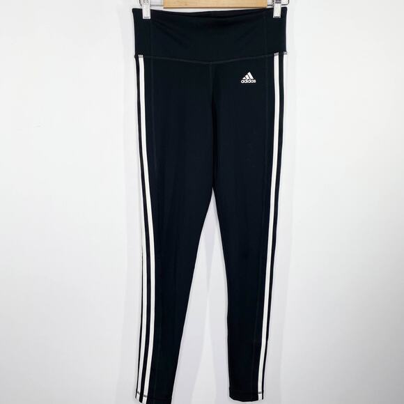 Adidas Climalite Black White Side Stripe Pull On Leggings Women's Size Small S - Picture 1 of 8